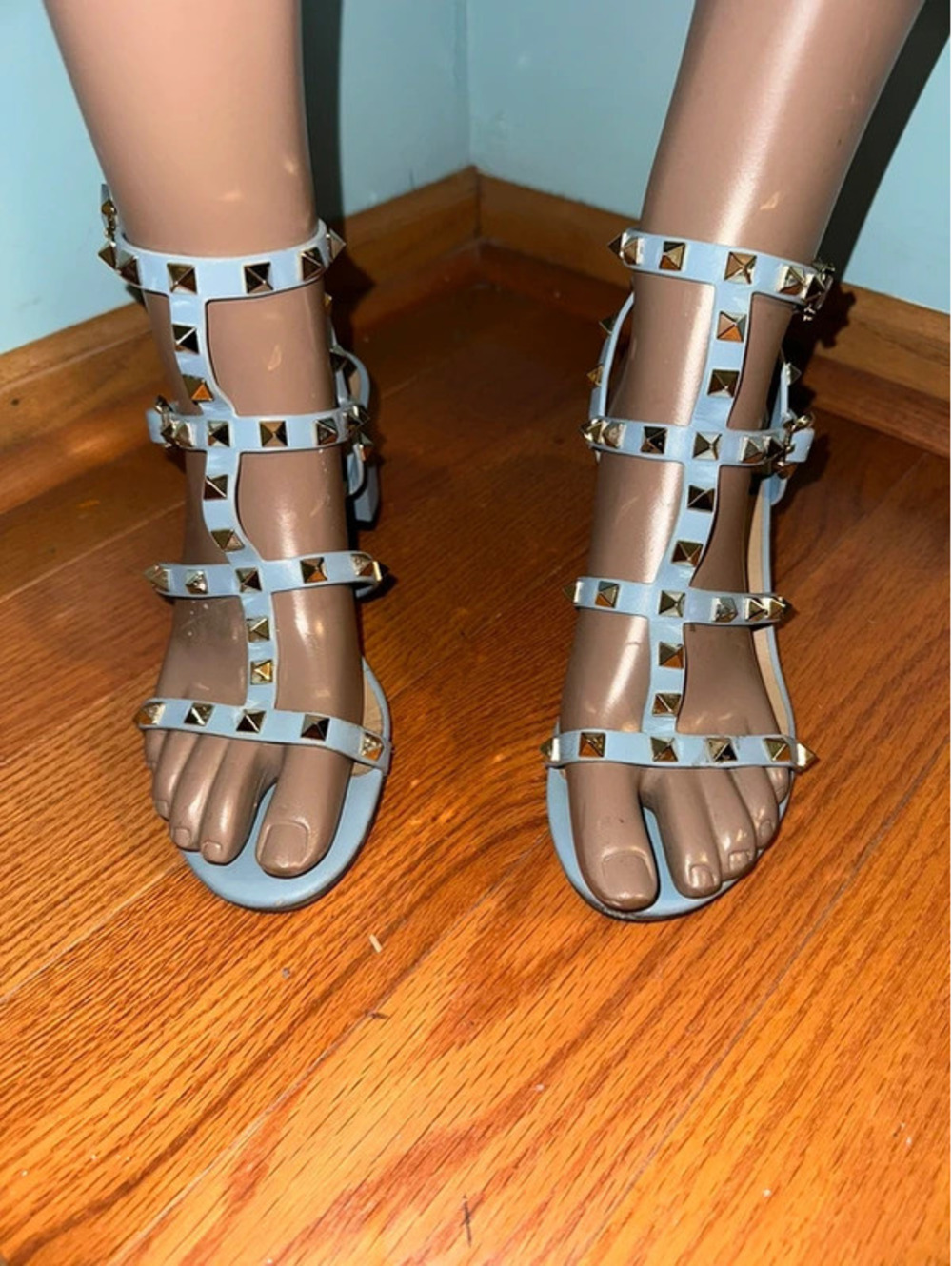 Kaitlyn Pan Studded Block Heel Open Toe Sandals 7.5